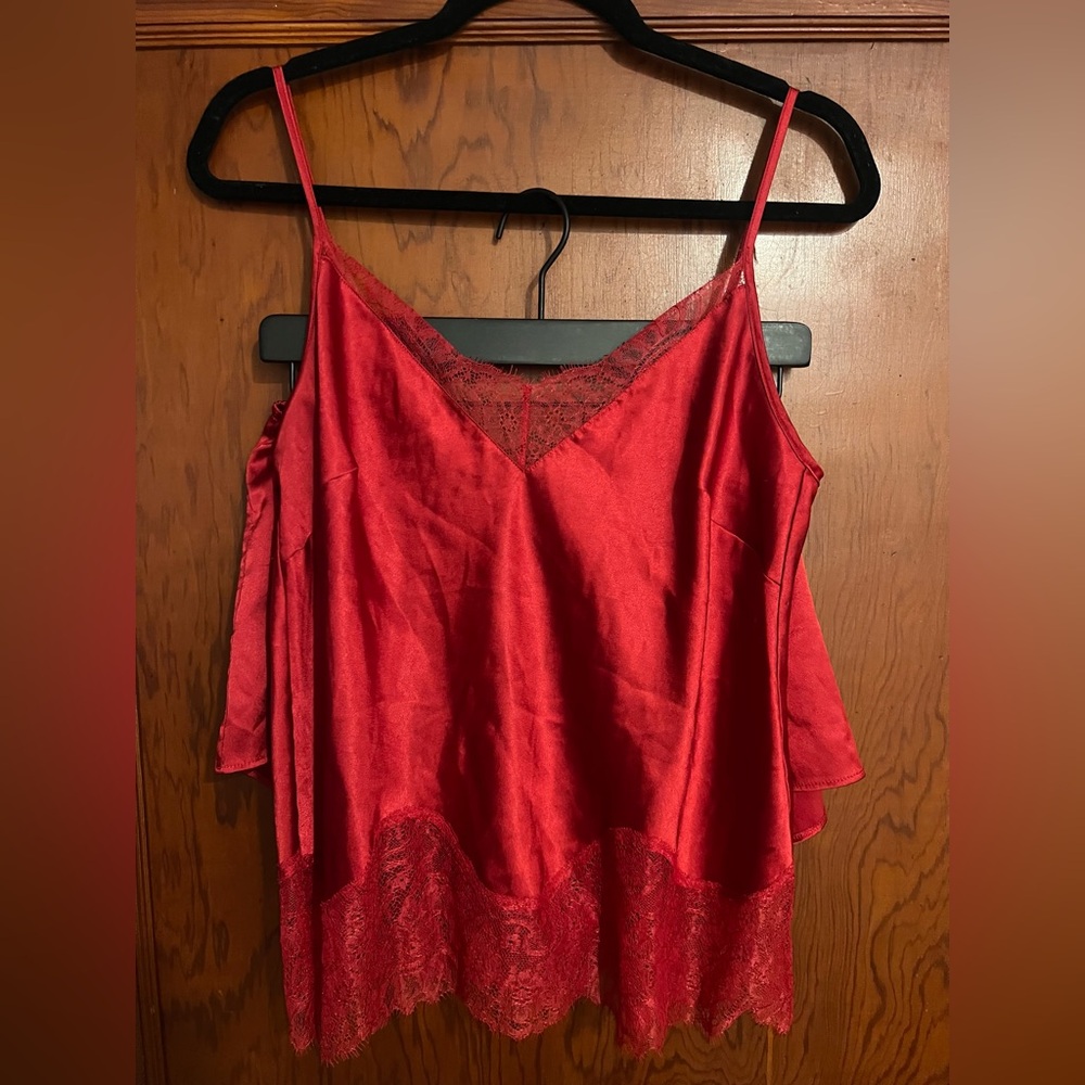 Victoria’s Secret Red Lace Trim Cami Top/shorts